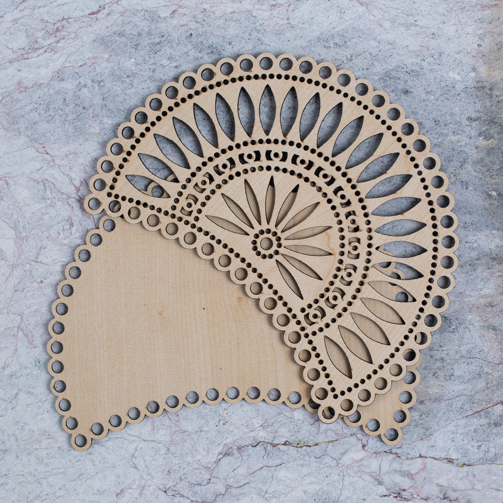 Loren Ahşap Oymalı Desenli Makoron Çanta Yanı Plakası